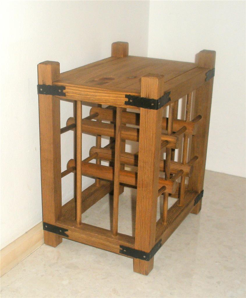 Wooden Wine Rack 9 Bottles Antique Pine Stained Solid Wood Assembled eBay