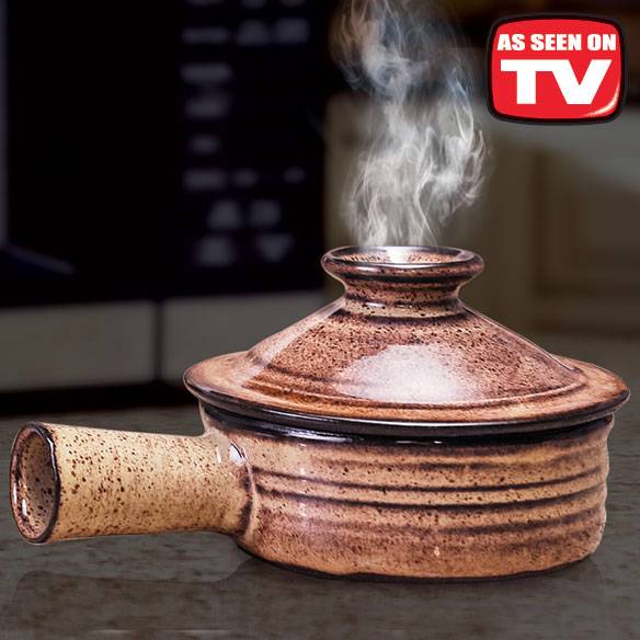 On TV Stone Wave Microwave Cooker Ceramic Stoneware Baking Pan Non