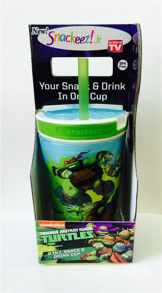 Green ,Orange or Red Snackeez Jr. Ninja Turtles Snack,Drink1 Cup As