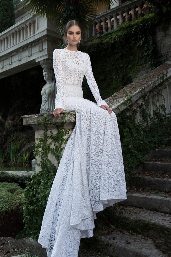 beaded lace a line wedding gown