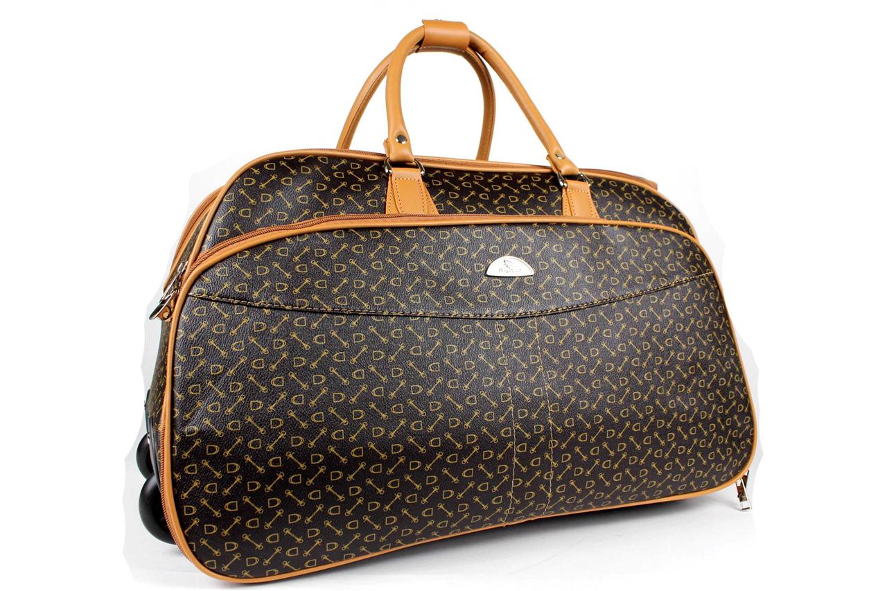 Ladies Designer Style Wheeled Holdall Handle Trolley Travel Luggage