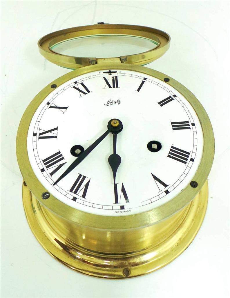 Vintage Schatz 8 day brass round ship's clock 8 bells eBay