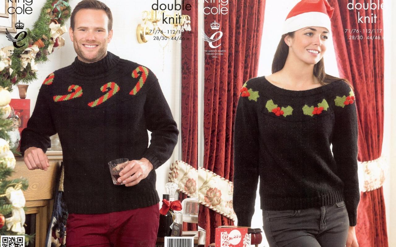 NOVELTY CHRISTMAS SWEATER JUMPER KNITTING PATTERN MEN / LADIES KC 3809