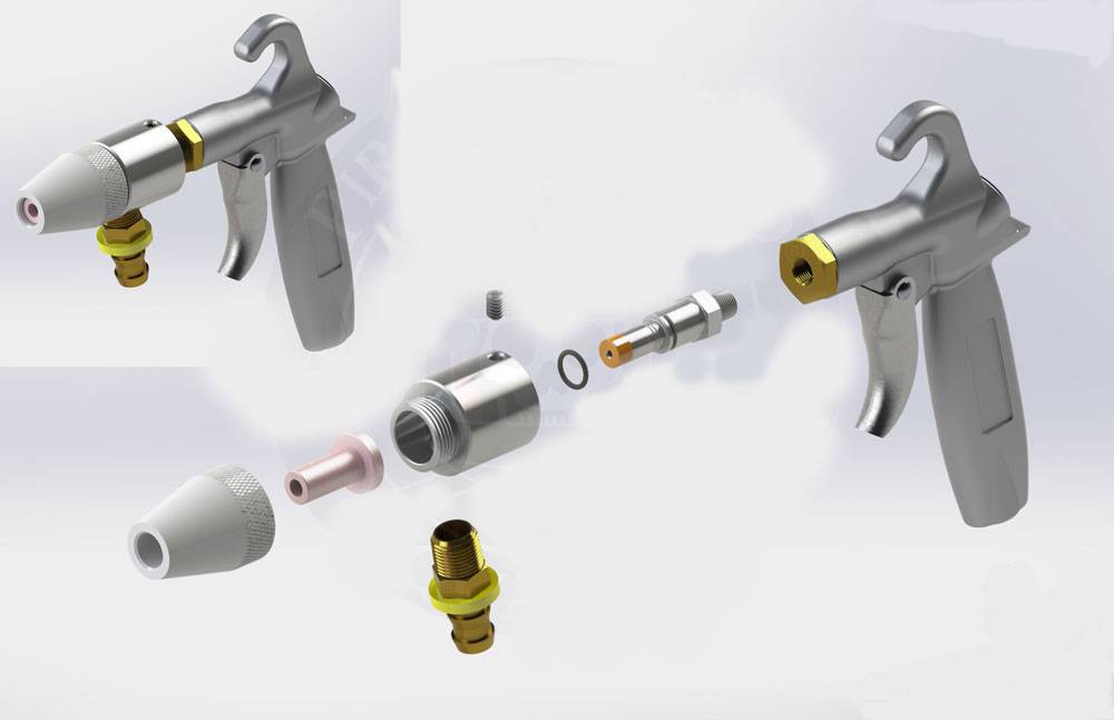 Replacement SAND BLASTING Gun with 4 Nozzles Suction Blaster Gun Blast Cabinet 