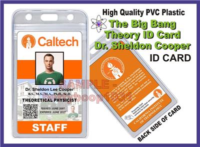 The BIG BANG THEORY (Dr Sheldon Cooper) CALTECH ID Card - Realistic ...