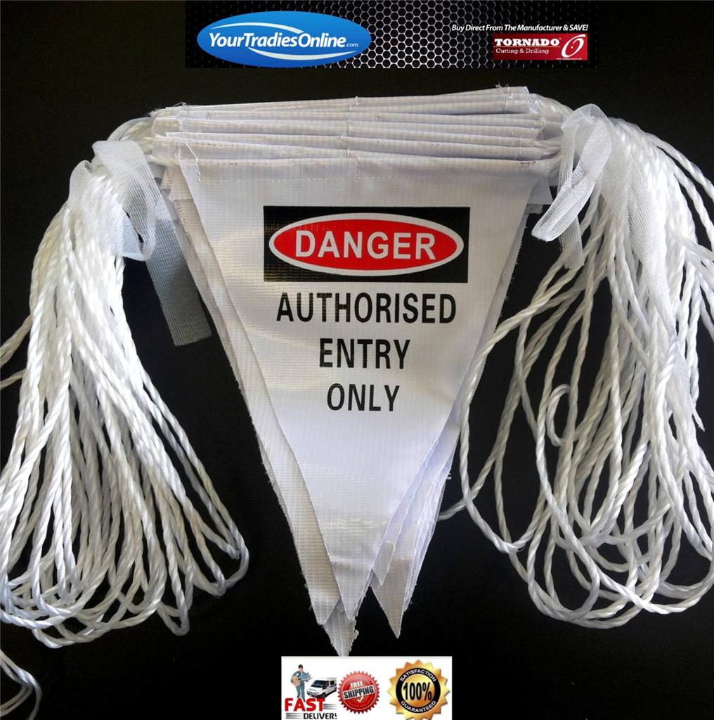 Safety Barrier Barricade Bunting Flags 30M Rope Danger OR Caution OR