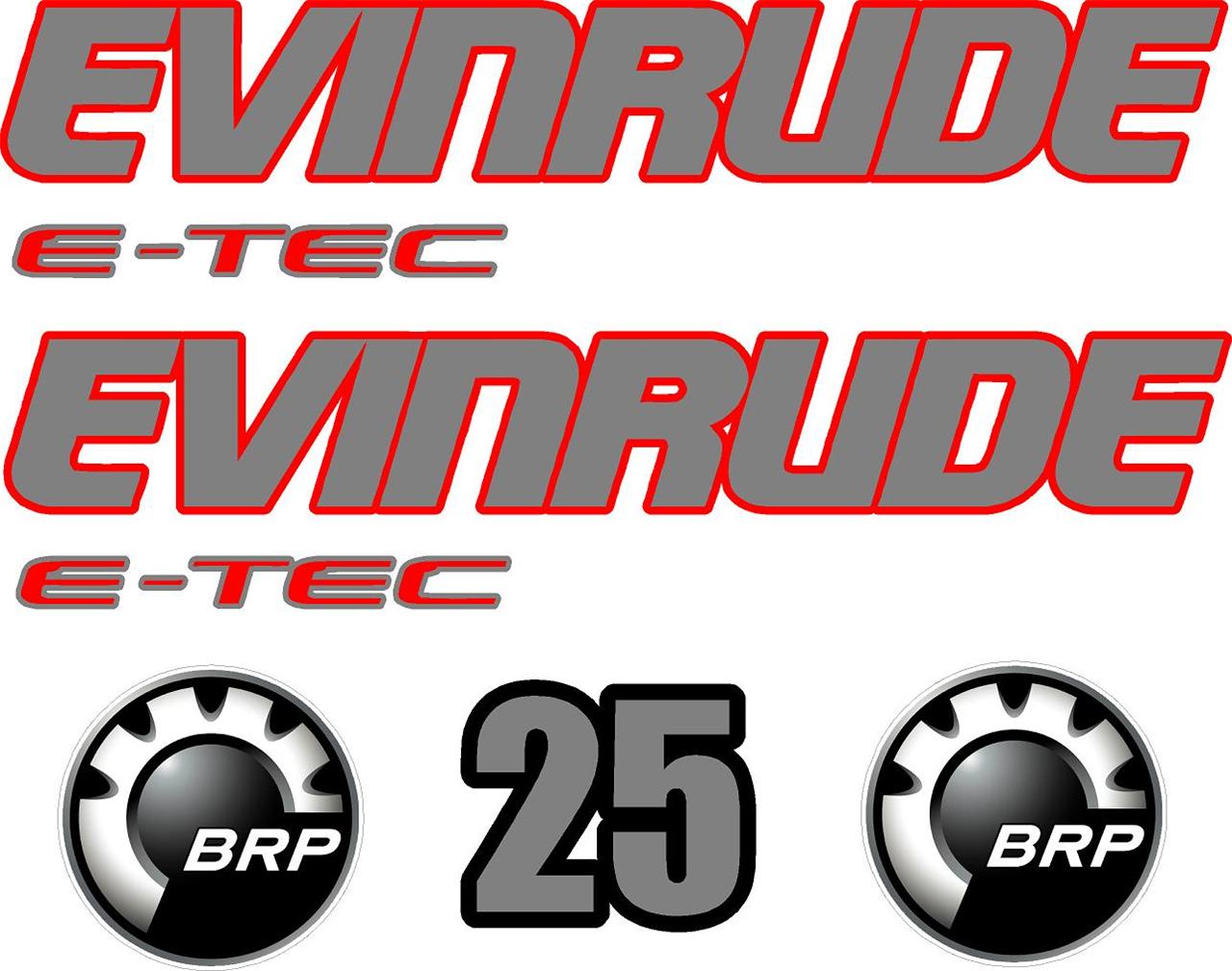 EVINRUDE ETEC 25hp DECAL KIT OUTBOARD DECALS eBay