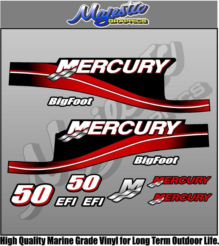 MERCURY 50hp BIGFOOT DECAL KIT OUTBOARD DECALS eBay