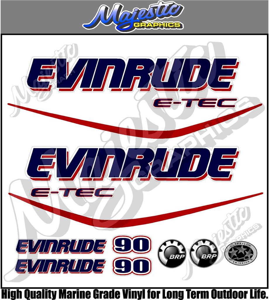 EVINRUDE ETEC 90hp OUTBOARD DECALS eBay