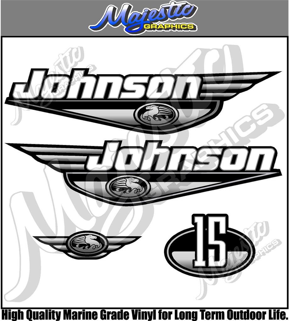 JOHNSON 15hp GREY DECAL SET OUTBOARD DECALS eBay