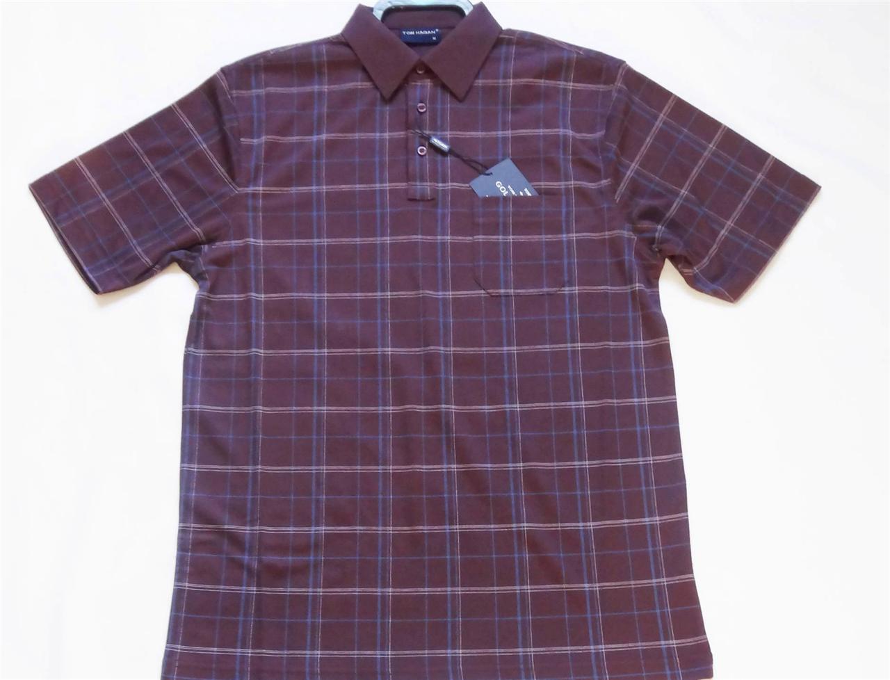 TOM HAGAN GOLF POLO SHIRT WITH POCKET BUTTON UP CHECKERD SIZES. M,L,XL