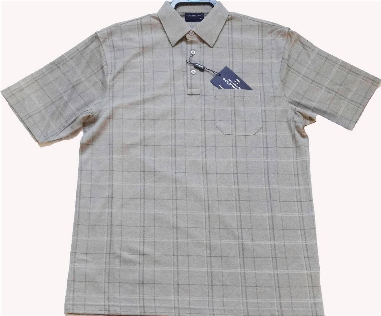 TOM HAGAN GOLF POLO SHIRT WITH POCKET BUTTON UP CHECKERD SIZES. M,L,XL