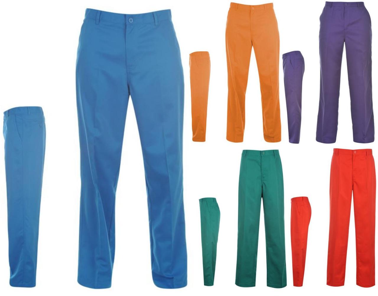 Dunlop Golf Bright Trousers Mens Pants Zip Trouser 4 Pockets All sizes