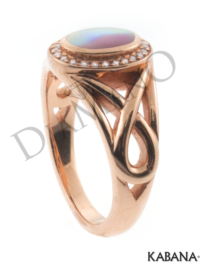 14K Rose Gold Kabana Inlay Pink Mother of Pearl Ring w/0.09Ct Diamonds NRIF504MP eBay
