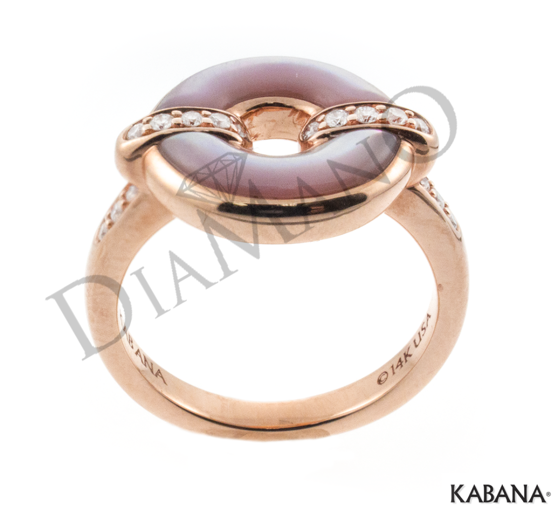 14K Rose Gold Kabana Inlay Pink Mother of Pearl Ring w/0.15Ct Diamonds NRIF513MP eBay