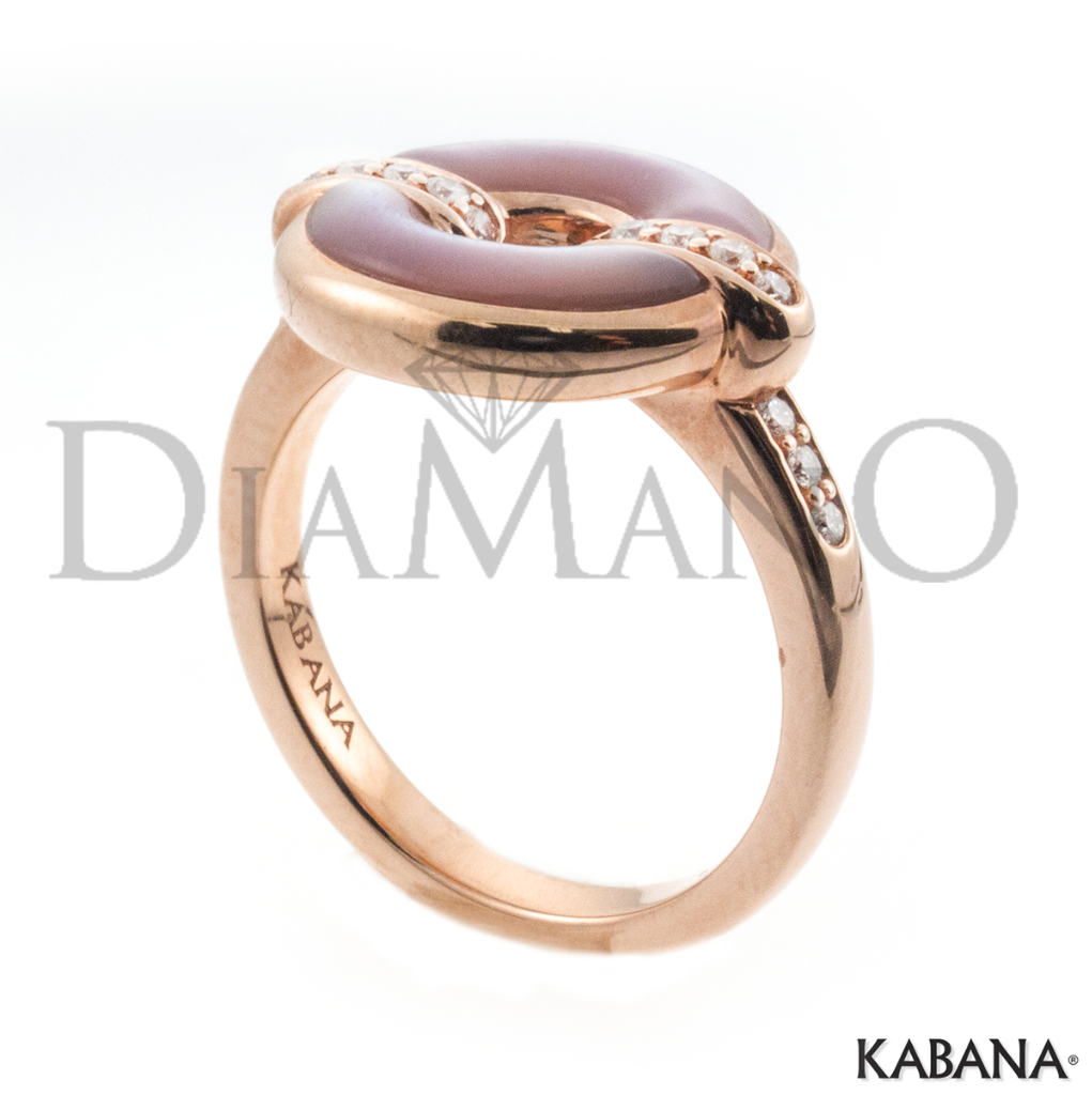 14K Rose Gold Kabana Inlay Pink Mother of Pearl Ring w/0.15Ct Diamonds NRIF513MP eBay