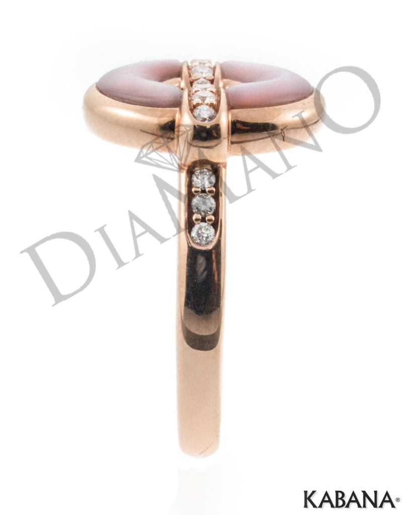 14K Rose Gold Kabana Inlay Pink Mother of Pearl Ring w/0.15Ct Diamonds NRIF513MP eBay