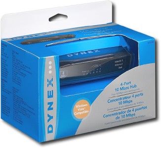 Dynex 4-Port 10 Mbps LAN RJ-45 Ethernet Hub XP & VISTA