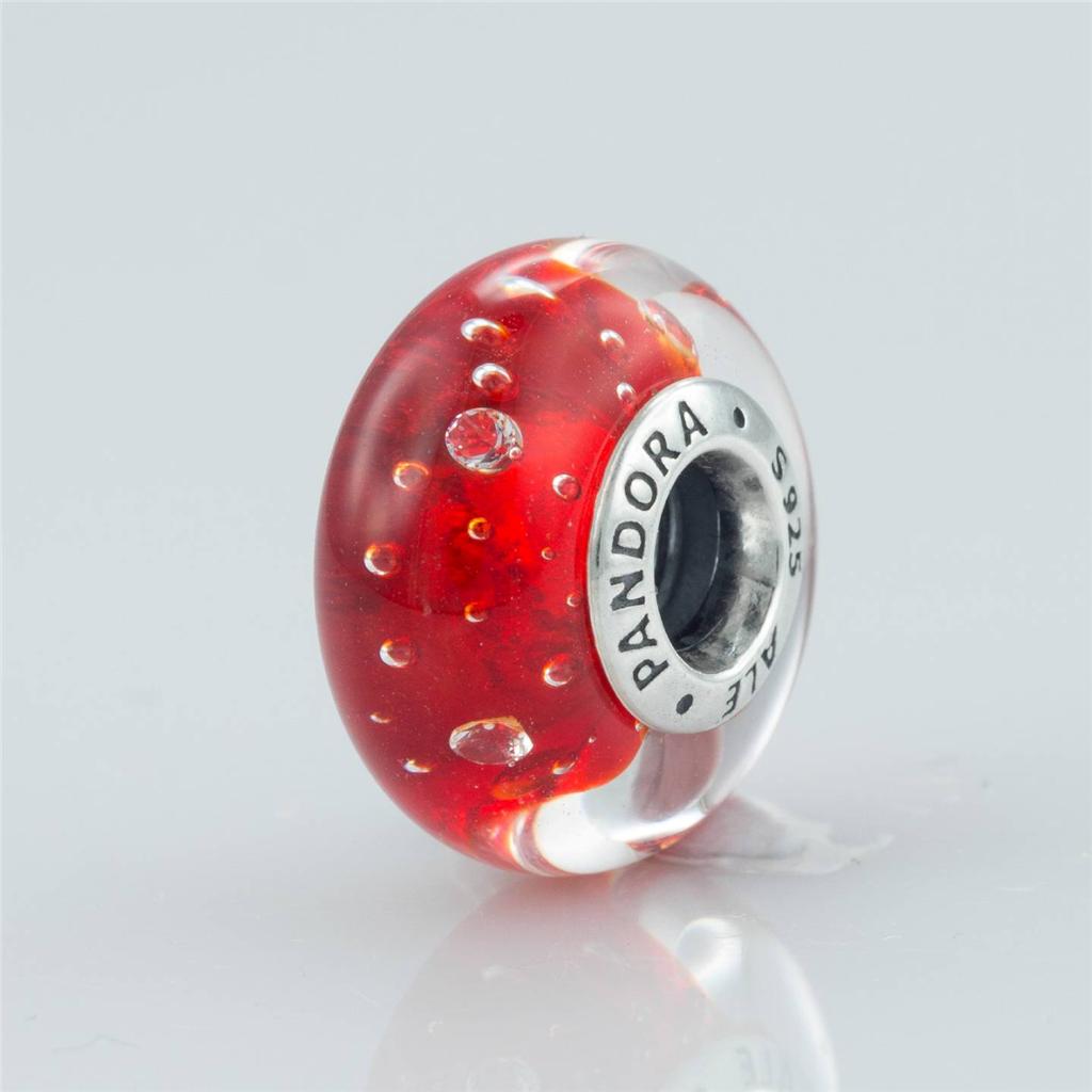 Authentic Genuine Pandora RED Fizzle Murano Glass Charm 791631CZ eBay