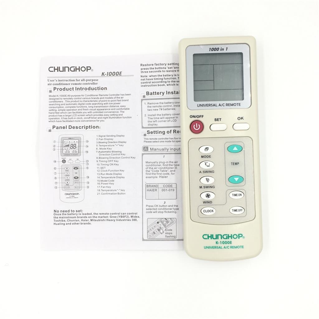 Universal A/C Remote Air Conditioner Control AC Remote Chunchop K-1000E