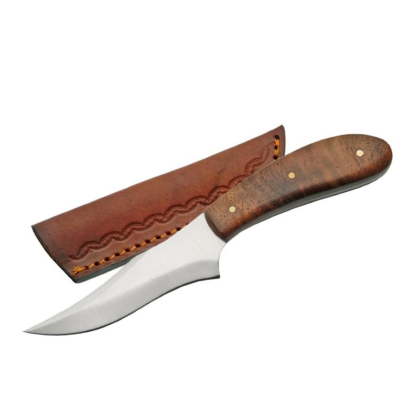 6.75" Dress Skinner Patch Fixed Blade Knife with Leather Sheath eBay