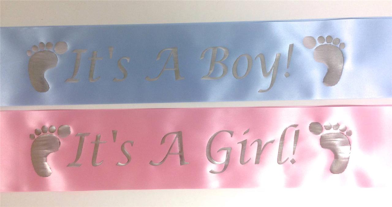It's a Girl Its a Boy Sash Baby Shower Sashes For The Mum To Be Ribbon
