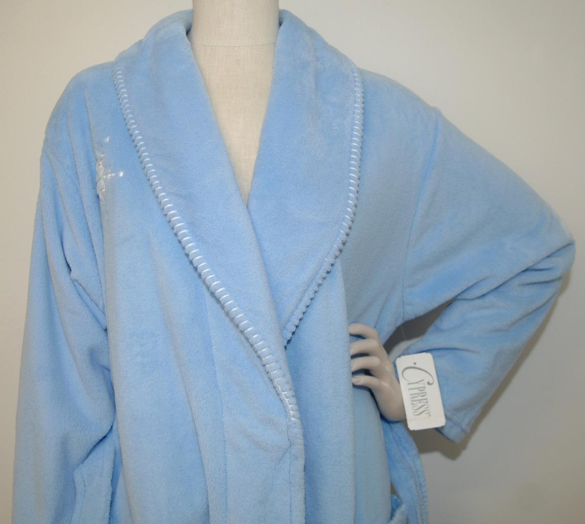 Women's Cypress Blue Short Mid Length Robe Snowflake Fleece Soft Large