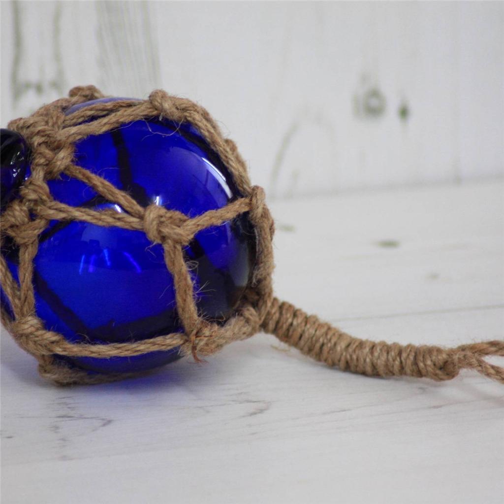 Blue Nautical Glass Ball Rope Beach Seaside Bathroom Fishing Kitchen