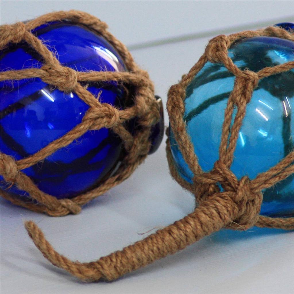 Blue Nautical Glass Ball Rope Beach Seaside Bathroom Fishing Kitchen