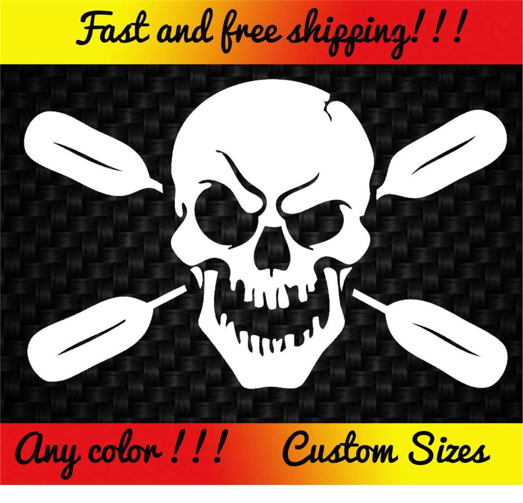 Details about Canoe Kayak Skull Decal Sticker Car Boat Paddle Raft 