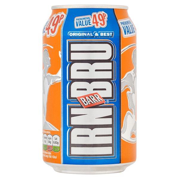 Pack of 24 Barr American Soft Fizzy Sparkling Drinks Cans 330 ml each