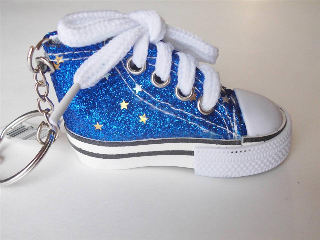 2pc Glitter Keychain Lot Mini Sneaker Solid Colors Shoe Key Ring Chucks Stars eBay