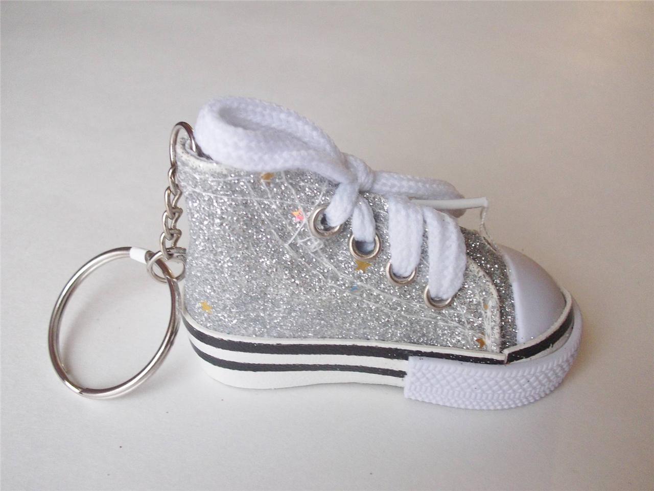 2pc Glitter Keychain Lot Mini Sneaker Solid Colors Shoe Key Ring Chucks Stars eBay