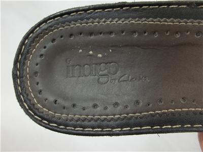 Indigo Sandals Black and Brown Leather Wedge Heels Shoes Womens 7.5 M