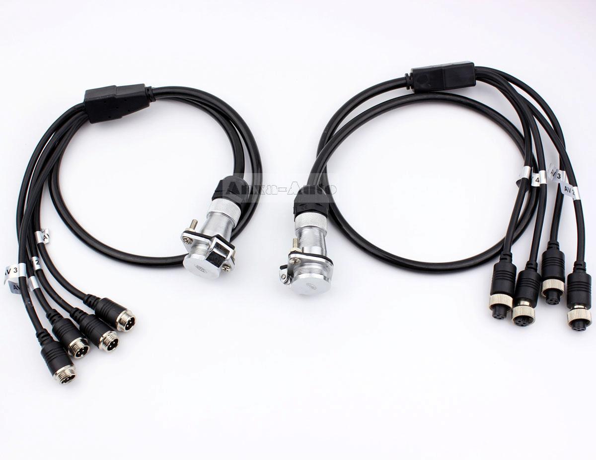 BACKUP CAMERA TRAILER CABLE CONNECTOR RECEPTACLE KIT 4AV INPUT FOR CARAVANS