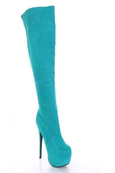 teal knee boots