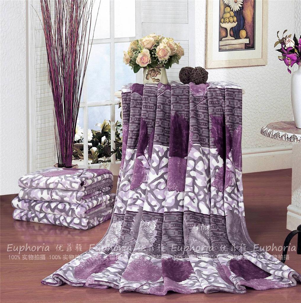Euphoria Soft Plush Throw Blanket Couch Bed Purple Leafs Single - Euphoria Soft Plush Throw Blanket Couch Bed Purple Leafs Single Queen King euphoria soft plush throw blanket couch bed purple leafs single - euphoria soft plush throw blanket couch bed purple leafs single queen king