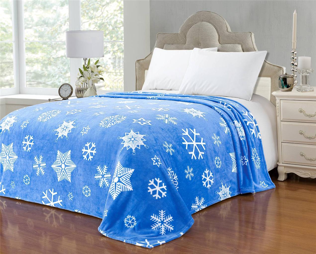 Euphoria Soft Plush Fleece Throw Blanket Bedspread Snowflake Single