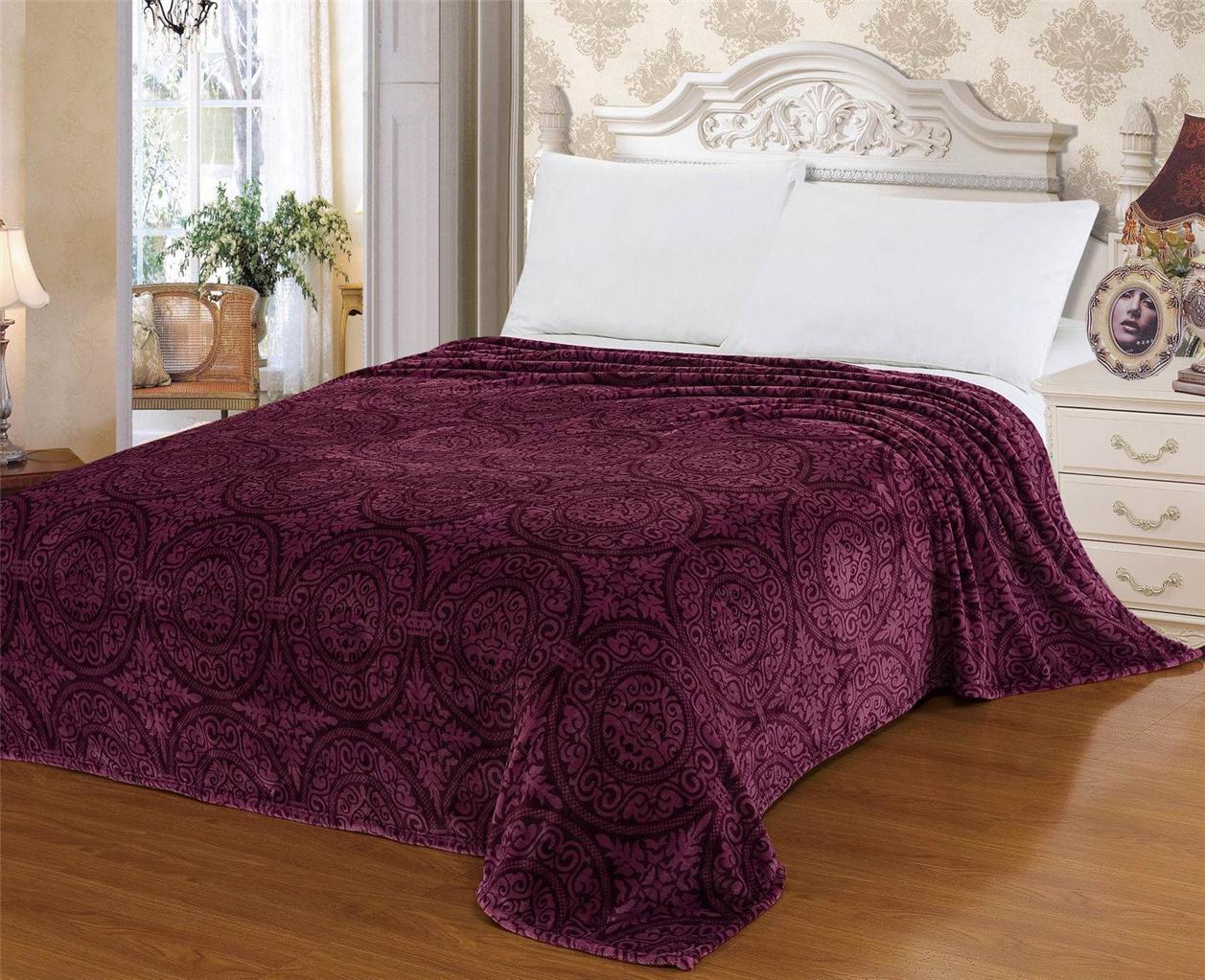 0.99 ！！ Super Soft Throw Blanket Vintage Classic Purple Single
