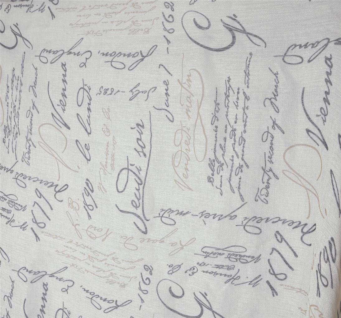 French Script Faux Linen Sheers Window Curtains Panels Taupe Color 50 ...