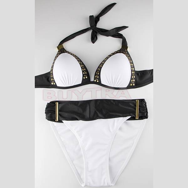 Women's rivet Bikini Pushup Padded Bra black white bikinis Push Up swimwear eBay