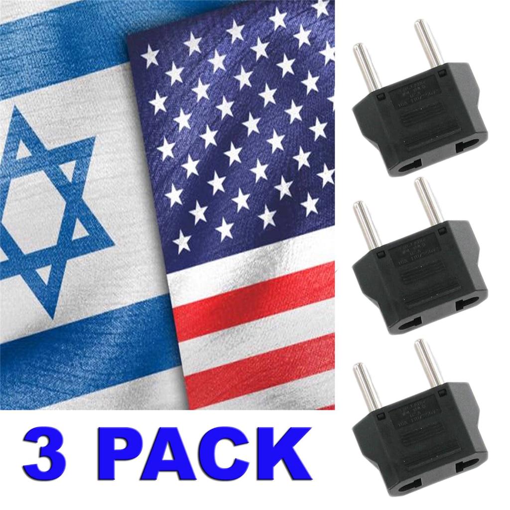 3 ISRAEL AC OUTLET PLUG POWER ADAPTER CONVERTER US TO EU EUROPE EURO