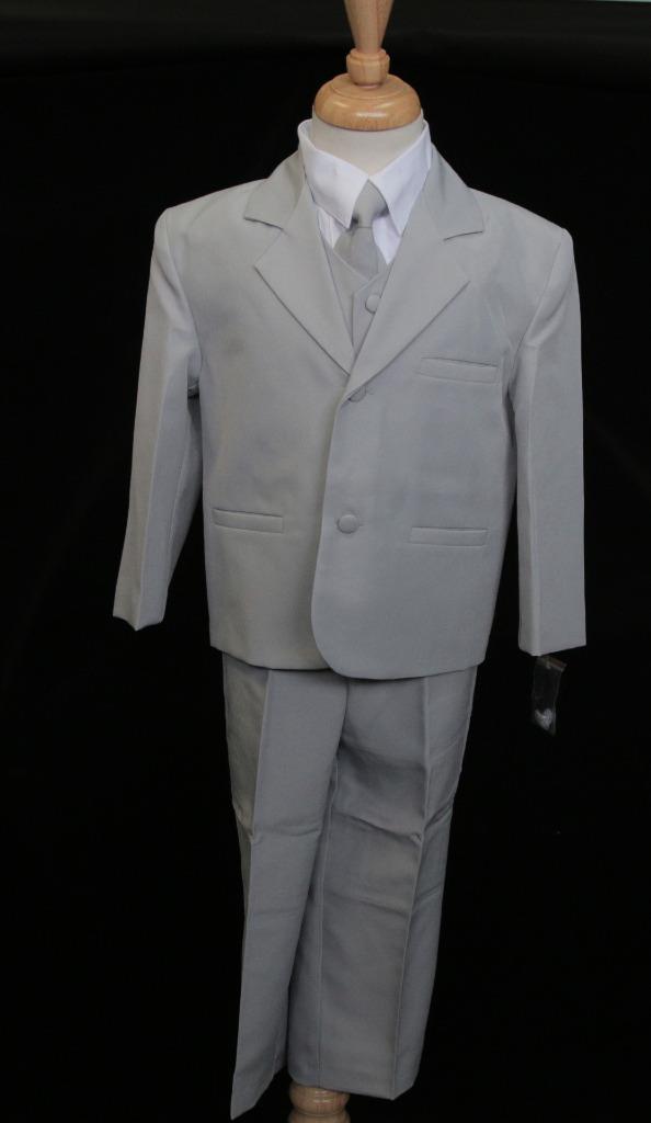 Little boys need formal suits in their wardrobes to be ready for those important family occasions. Our classically tailored five-piece suits are perfect for family, church, or school events.