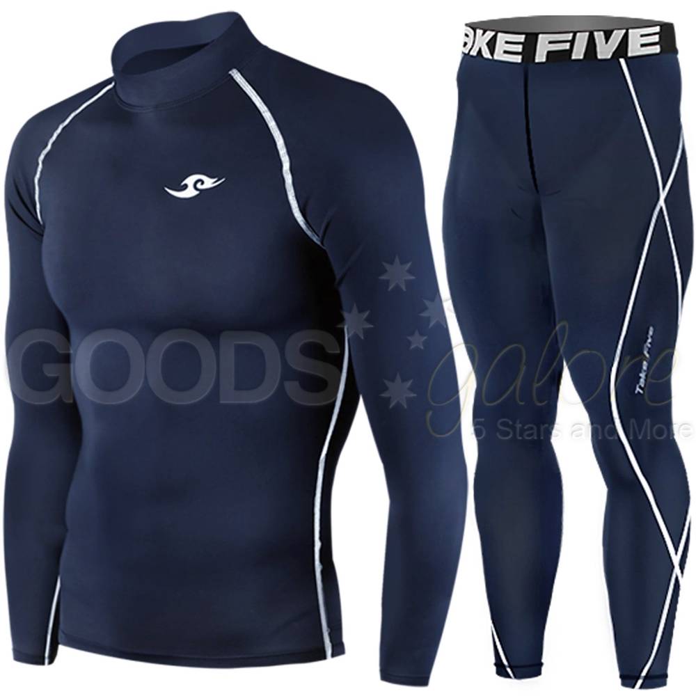 Mens Top & Pants Set Compression Sports Skins Base Layer Football Rugby