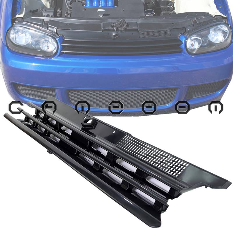 For Vw Golf Mk Gti R Badgeless Glossy Black Hoirzontal Center Bumper