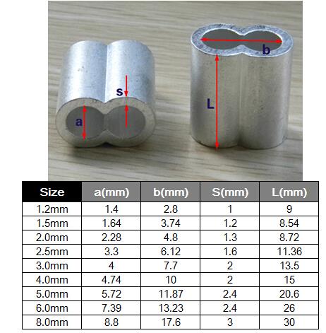 wire rope ferrules 2mm cable aluminum 8mm double