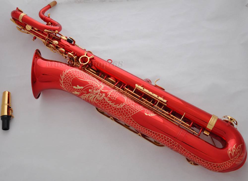 Professional Red Dragon Eb baritone saxophone Low A High F sax with
