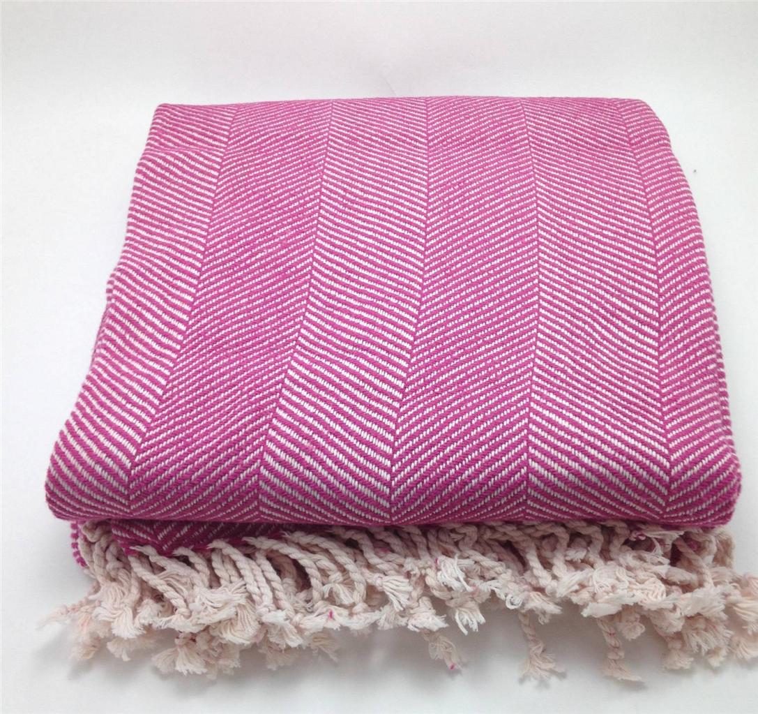 100 ORGANIC COTTON HERRINGBONE THROW BLANKET PURE FIBER soft warm