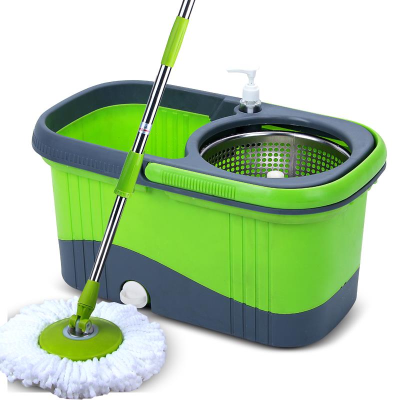 360 Degree Spin Mop Bucket System w/ stainless Wringer and 2 Mop Heads