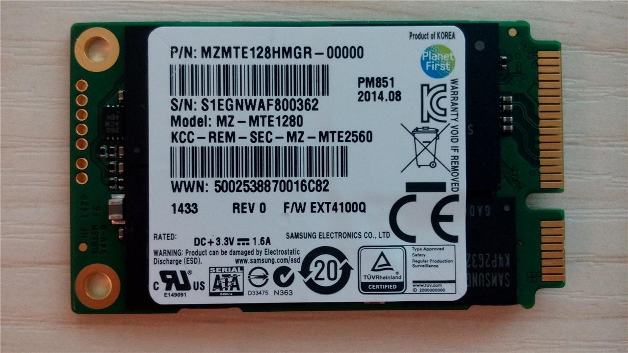 Samsung MZMTE128HMGR 00000 PM851 Serie MSATA 128GB SATA III TLC